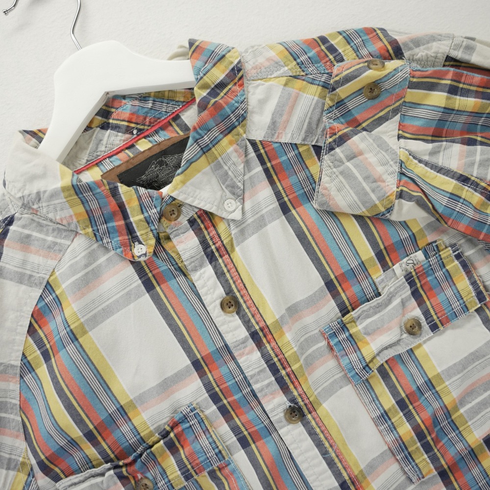 Harley-Davidson Mens Plaid Long Sleeve Button Down Shirt Multi-Color 2XL
